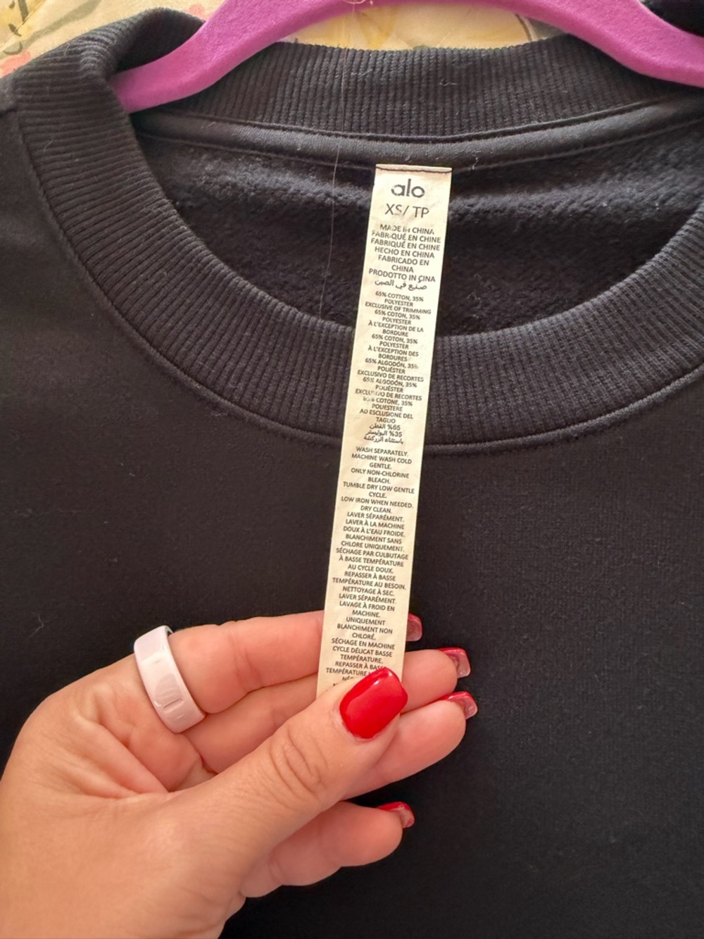 Alo Yoga Black Crewneck Sweatshirt XS - Picture 2 of 3